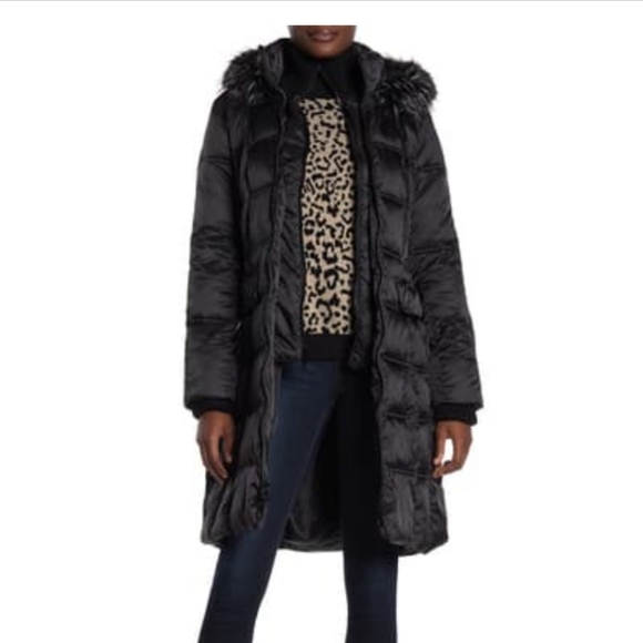 Kensie Faux fur lined hoodie quilted coat 003 - Picture 3 of 7